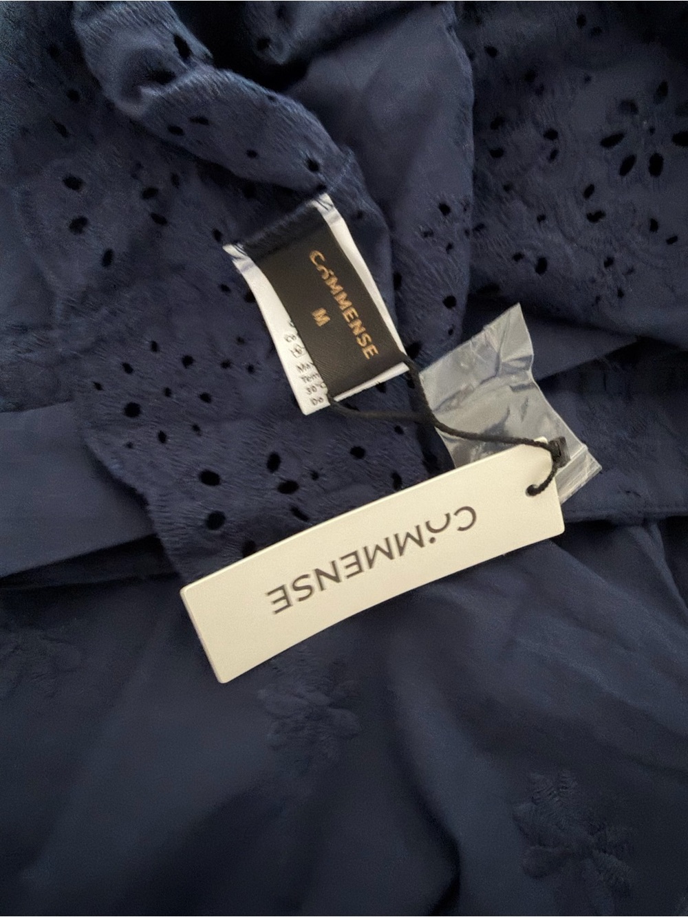 Commense Navy Eyelet Tie Hem Wide Leg Pants And Top set - Picture 8 of 9